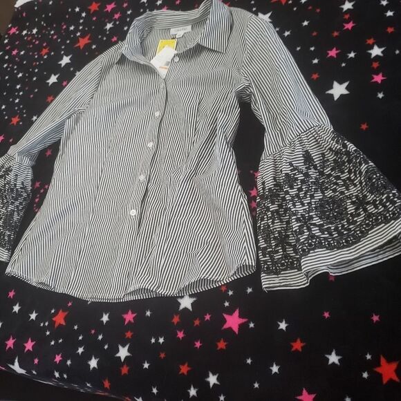 Small CALVIN KLEIN Bell Embroidered Sleeves Blouse - Picture 2 of 7